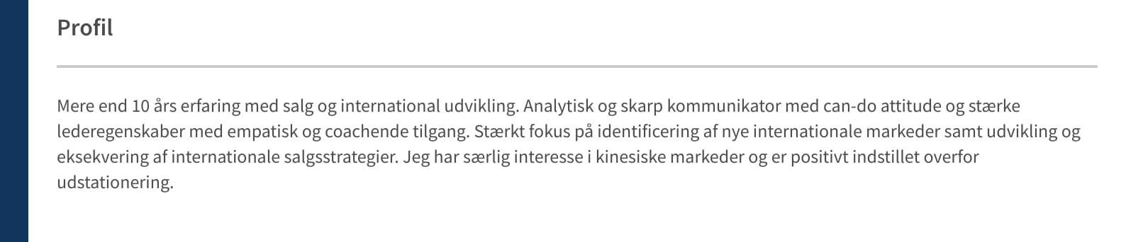 Eksempel på et Salgschef-CV