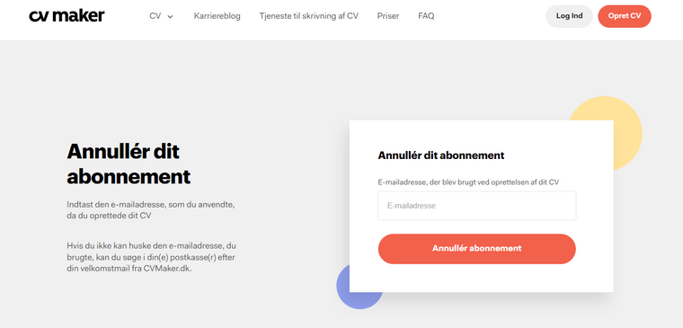 CVMaker - Annullér dit abonnement CVMaker - Annullér dit abonnement