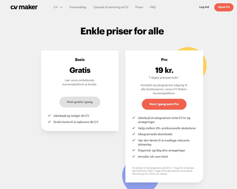 CVMaker - Priser CVMaker - Priser